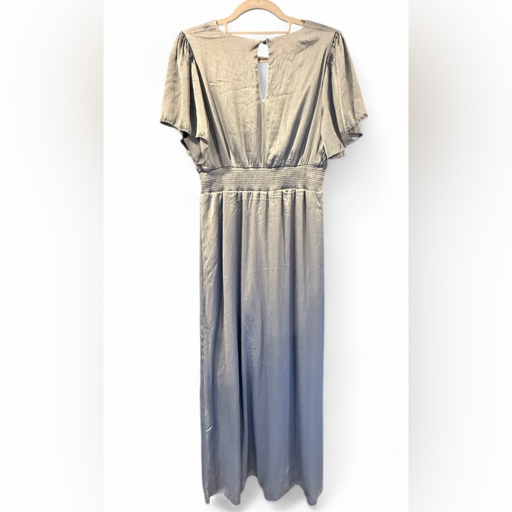 Baltic Born Soft Blue V-Neck Maxi Dress with Side Slit - Picture 3 of 5